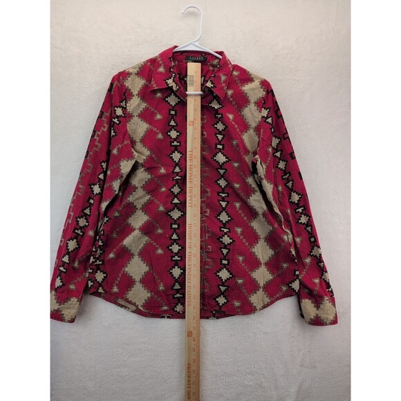 Lauren Ralph Lauren Aztec Southwestern Blouse Womens Large Collared Neck - Picture 4 of 14